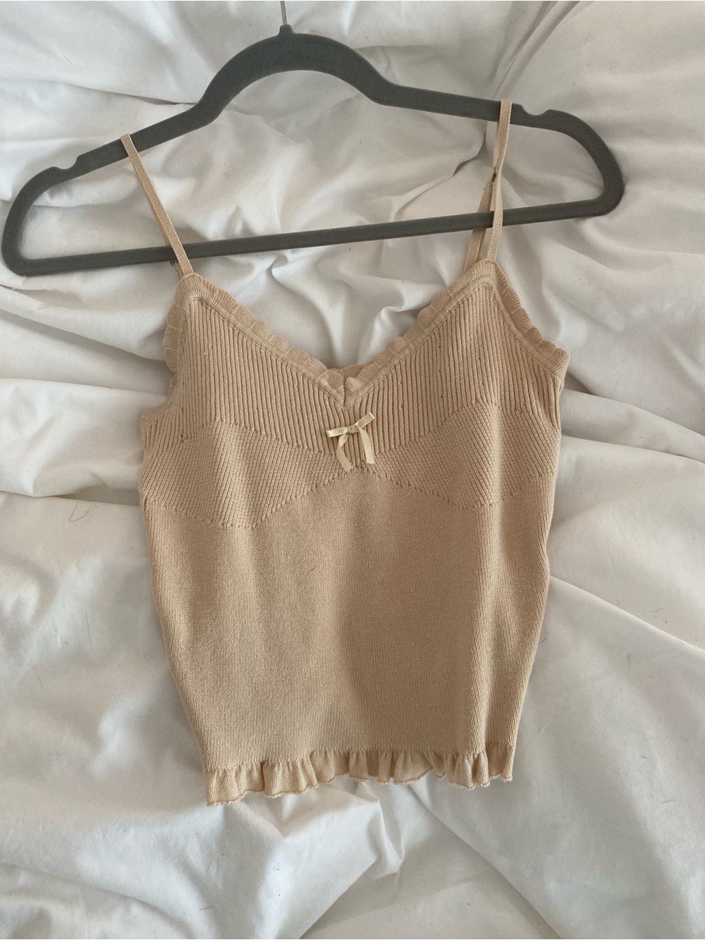 Soft silky knit detail tank top